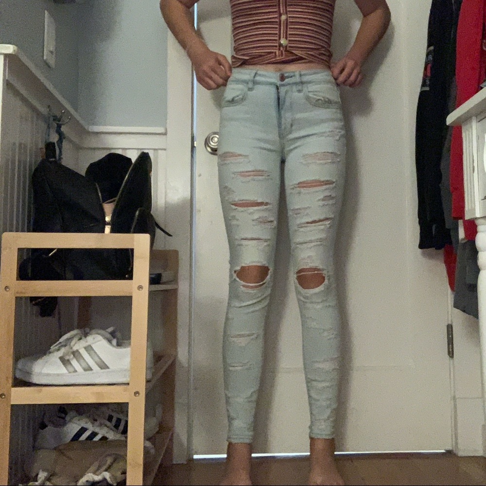 American eagle hi-rise jegging light washed ripped